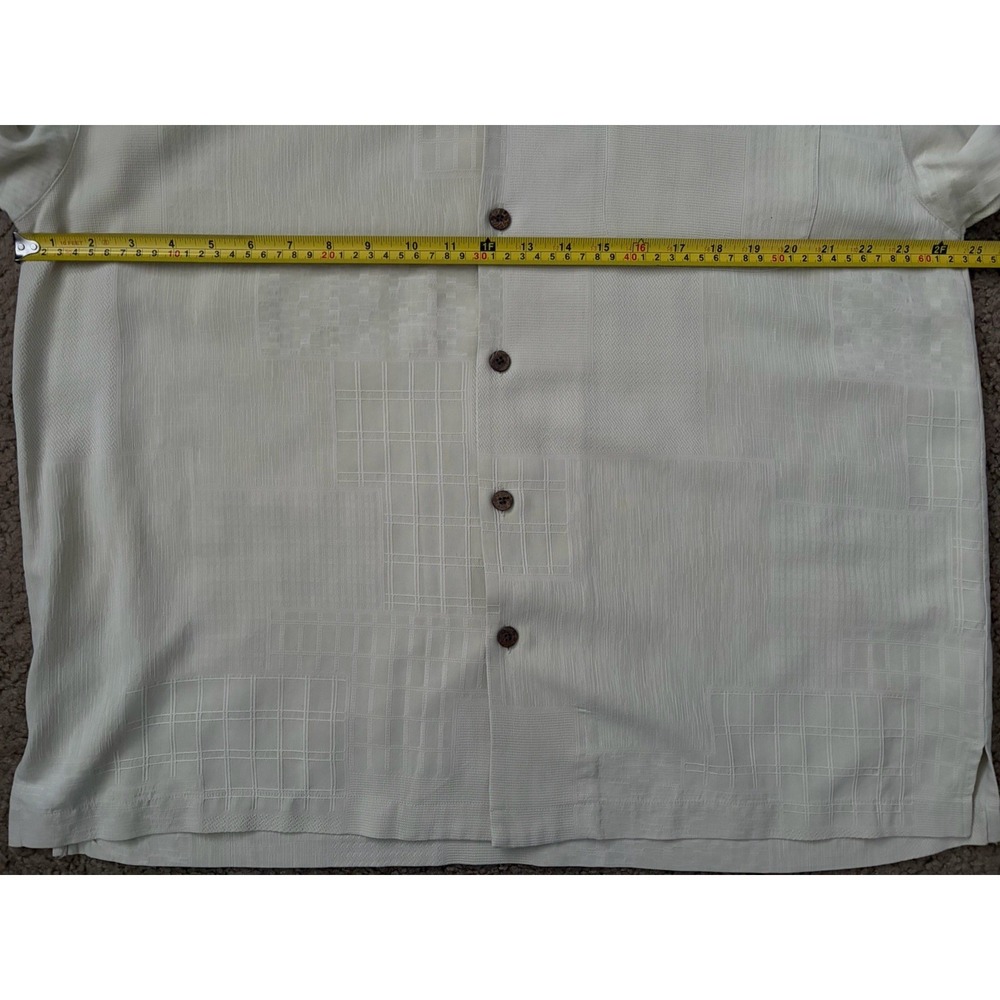 Tommy Bahama Vintage Hawaiian Short Sleeve Shirt Silk Wood Buttons Beige XL JBHS - Picture 5 of 9